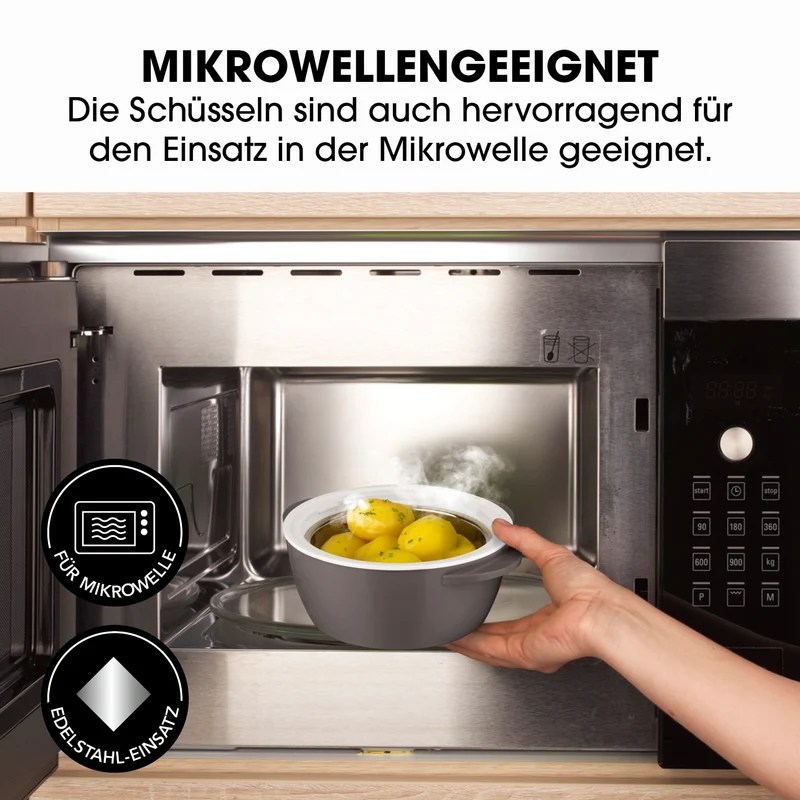 Thermo-Schüssel Mikrowelle - 450 ml - grau/weiß