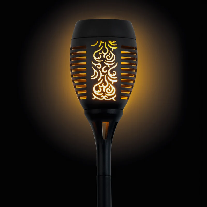 Solar-Fackel mit LED-Flammeneffekt - schwarz