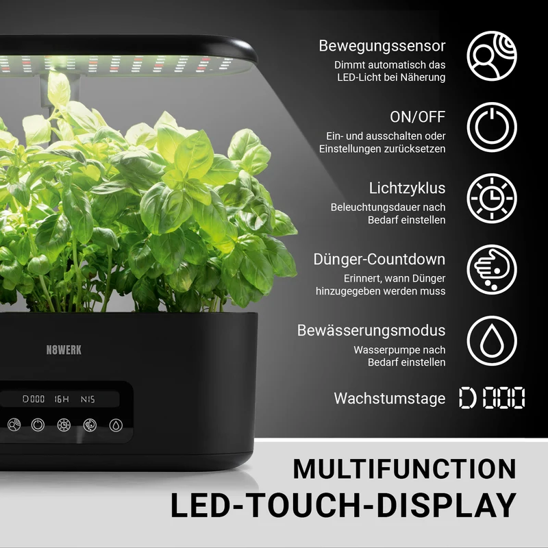 Hydroponische Pflanzenanzuchtstation mit Display + Ersatz-Set 56-tlg.
