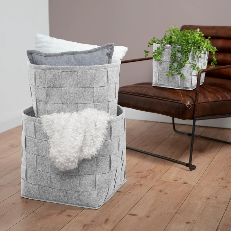 Filz-Aufbewahrungstasche M - 35 x 25 x 25 cm - Hellgrau
