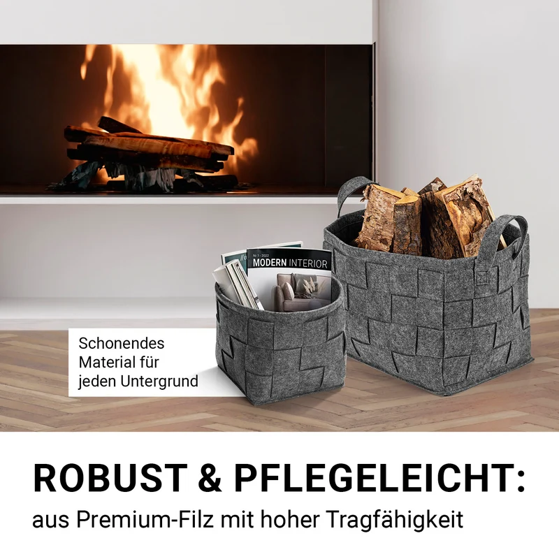 Filz-Aufbewahrungstasche M - 35 x 25 x 25 cm - Dunkelgrau