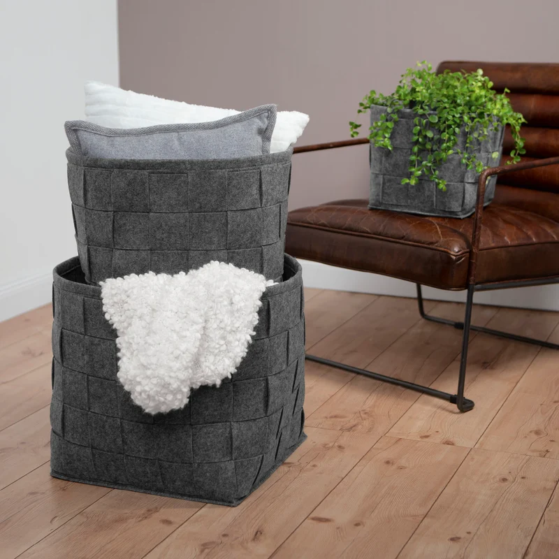 Filz-Aufbewahrungstasche M - 35 x 25 x 25 cm - Dunkelgrau