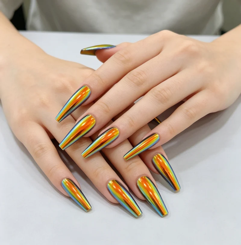 Premium langanhaltende Regenbogen-Nagelkunstverlängerungen Karnz