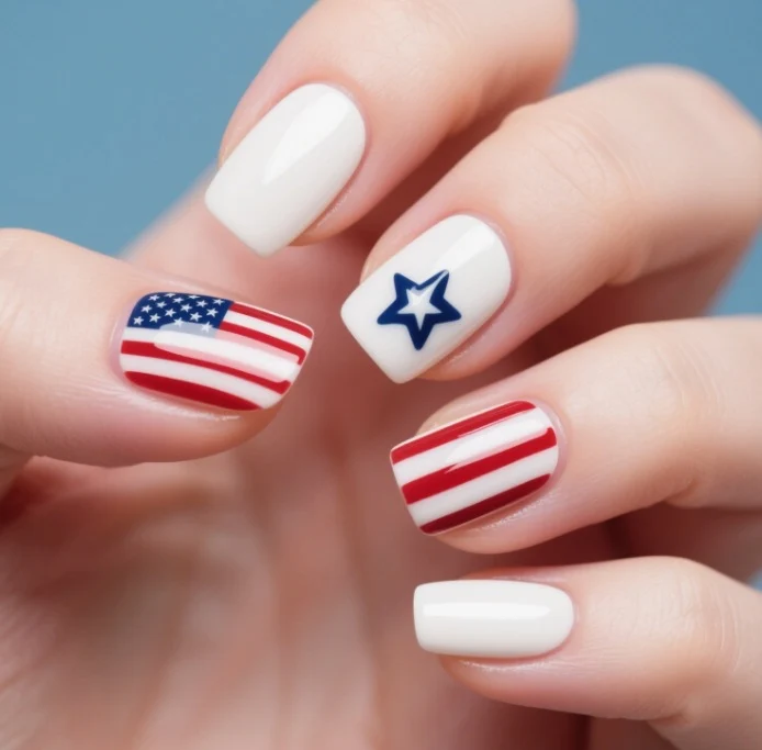 Patriotisches Glitzer-Gel-Nagelkunst Karnz