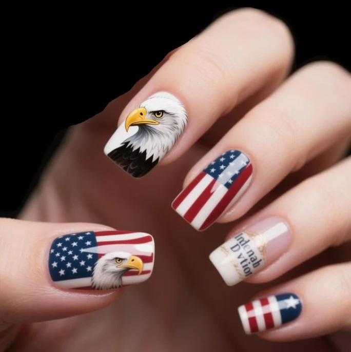Patriotisches Glitzer-Gel-Nagelkunst Karnz