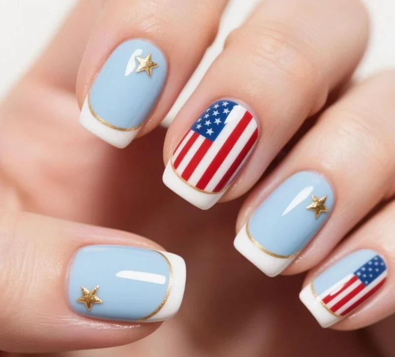 Patriotisches Glitzer-Gel-Nagelkunst Karnz