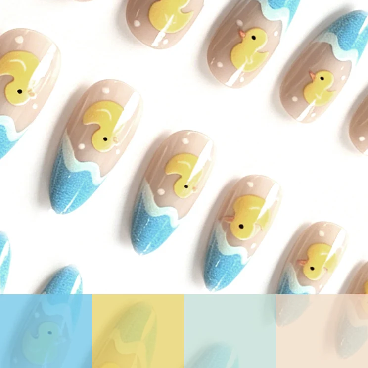 Verspielte Enten-Themen-Acryl-Nagelkunst-Verstärkungen Karnz