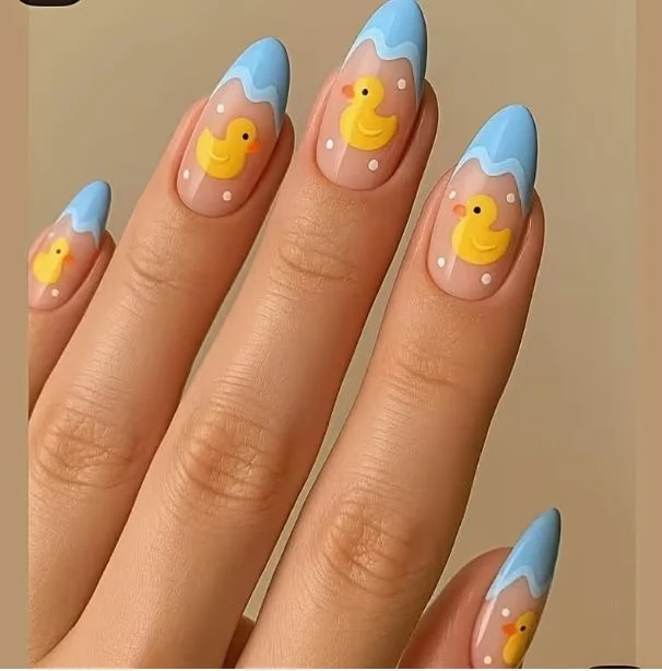 Verspielte Enten-Themen-Acryl-Nagelkunst-Verstärkungen Karnz