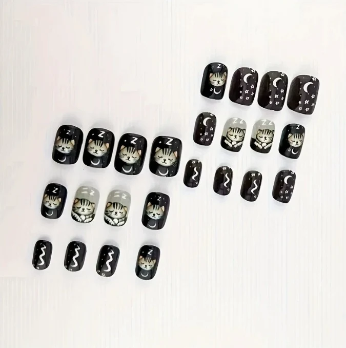 Verspielt Kätzchen-Themen Nagelkunst Karnz