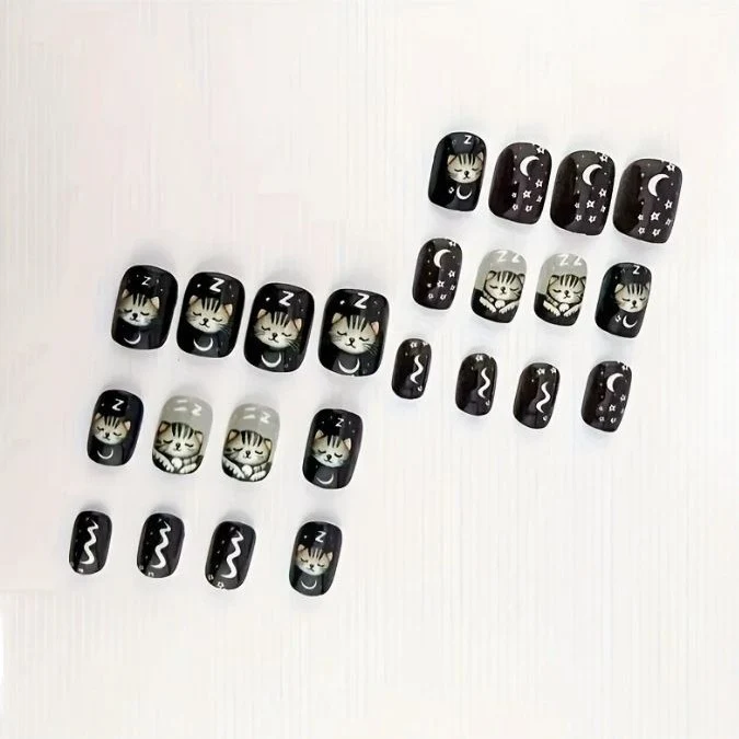 Verspielt Kätzchen-Themen Nagelkunst Karnz