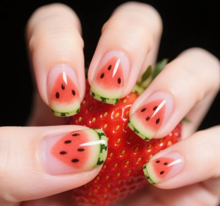 Wassermelonen-inspirierten Nagelkunst Karnz