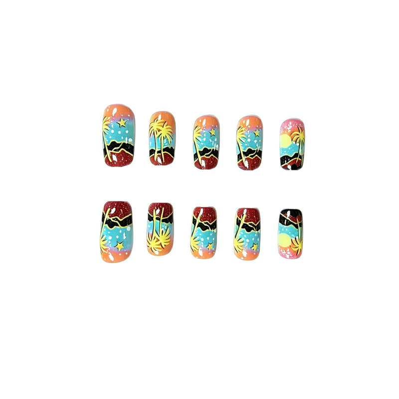Tropischer Sonnenuntergang Nagelkunst Karnz