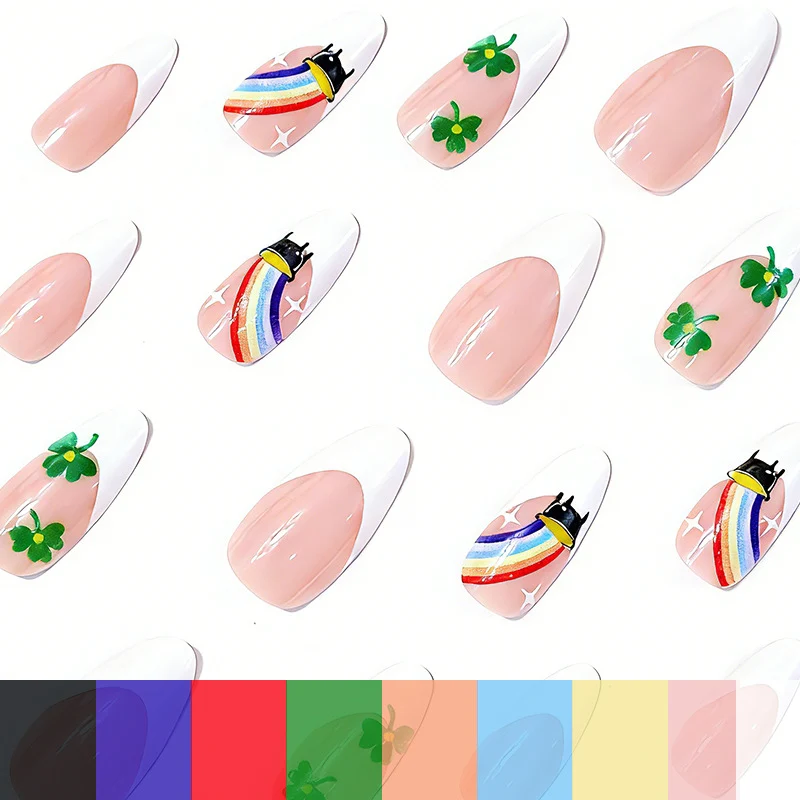 Thematisierte Regenbogen- und Shamrock-Nägel Kunst Karnz