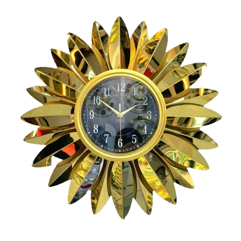 Sonnenstrahl Dekorative Wanduhr mit Blattmotiv Karnz