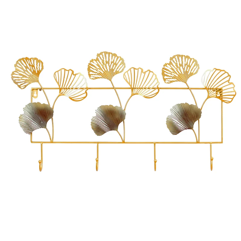Dekorativer Metall Wandhakenregal mit Ginkgo-Blatt-Design Karnz