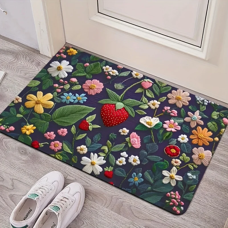 Bestickte florale Küchenmatte