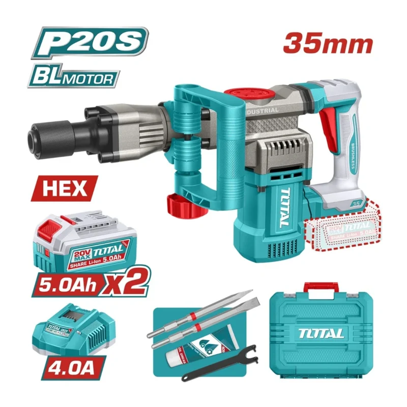 Total Martillo Demoledor SDS HEX Inalámbrico, UTDBLI203582