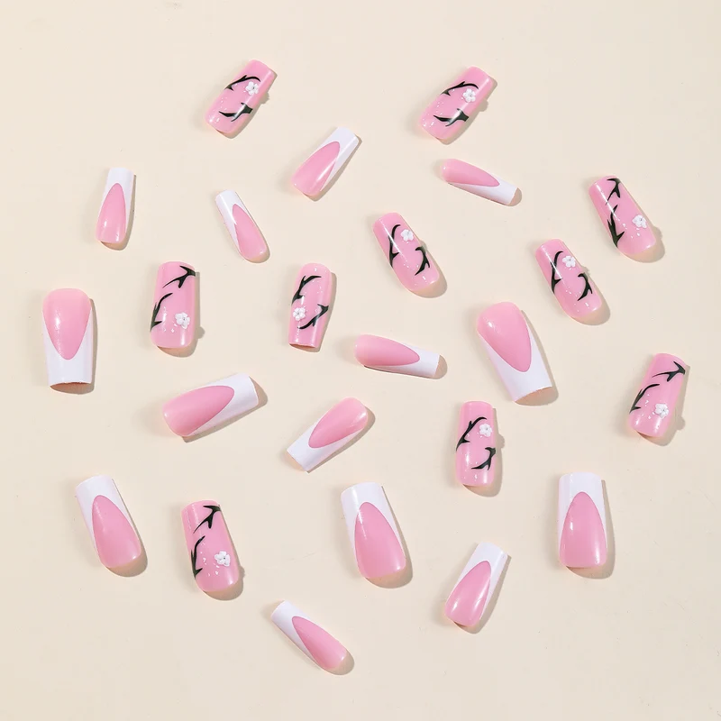 Künstlerisches Florales Acrylnagel-Set Karnz