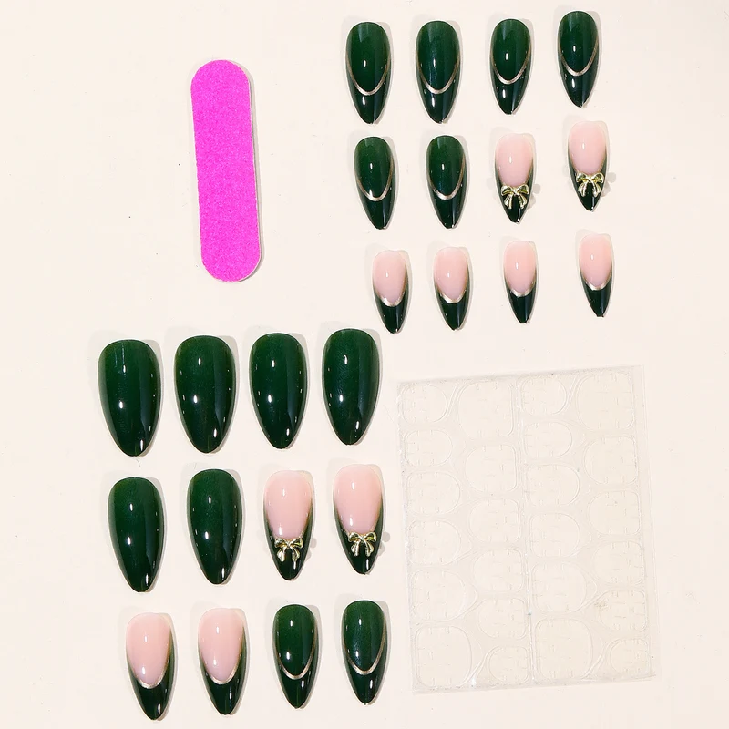 Elegante Stiletto-Gel-Nagelkunstverlängerungen mit dekorativen Schleifen Karnz