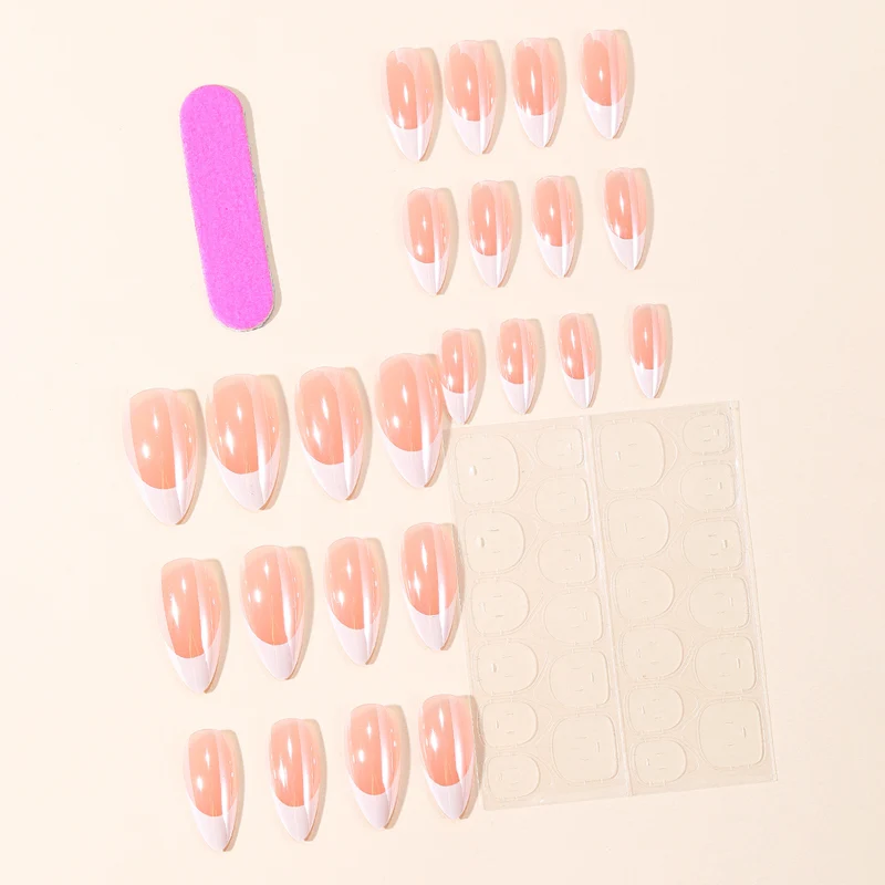 Elegante Französische Spitze Acryl-Nagelerweiterungen Karnz