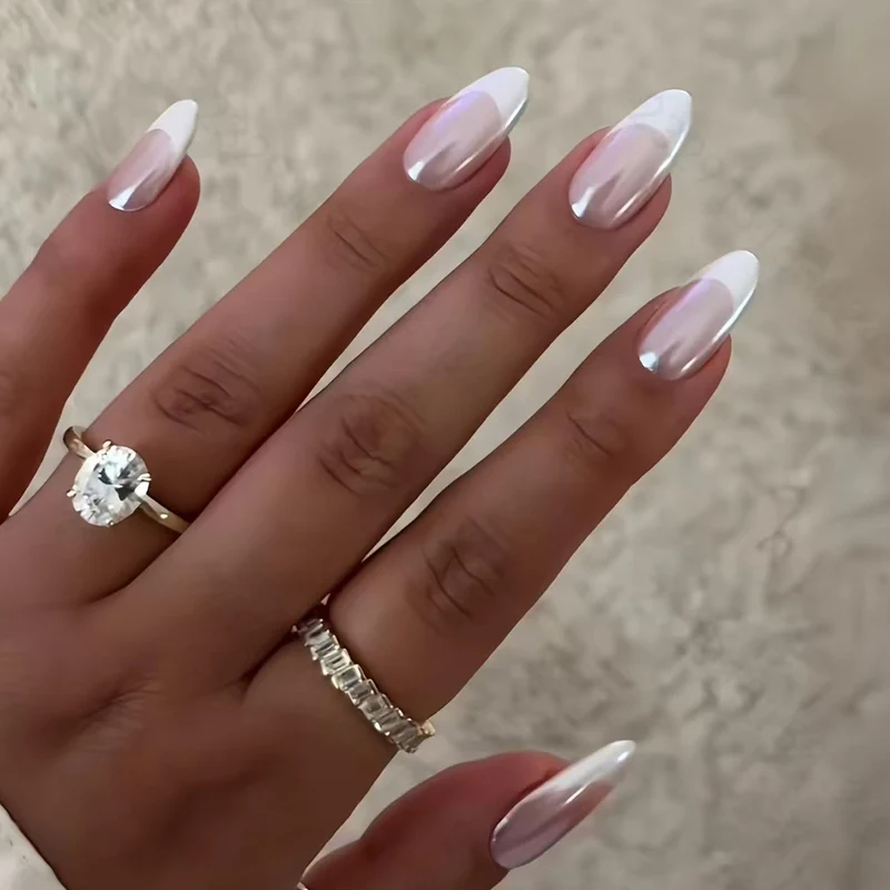 Elegante Französische Spitze Acryl-Nagelerweiterungen Karnz
