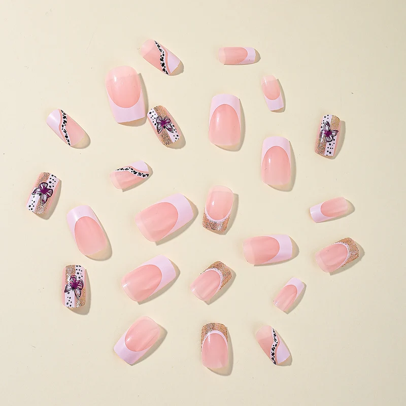 Elegante Florale Glitzer Acryl Nagelverlängerungen Karnz
