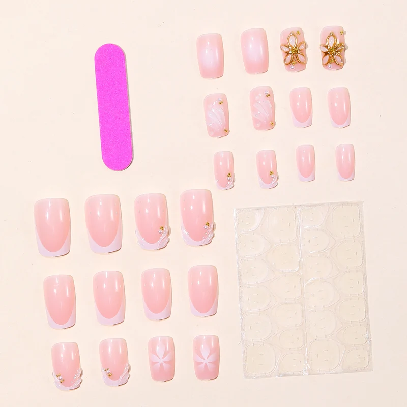 Elegantes Florales Design Acryl Nagelkunst Karnz