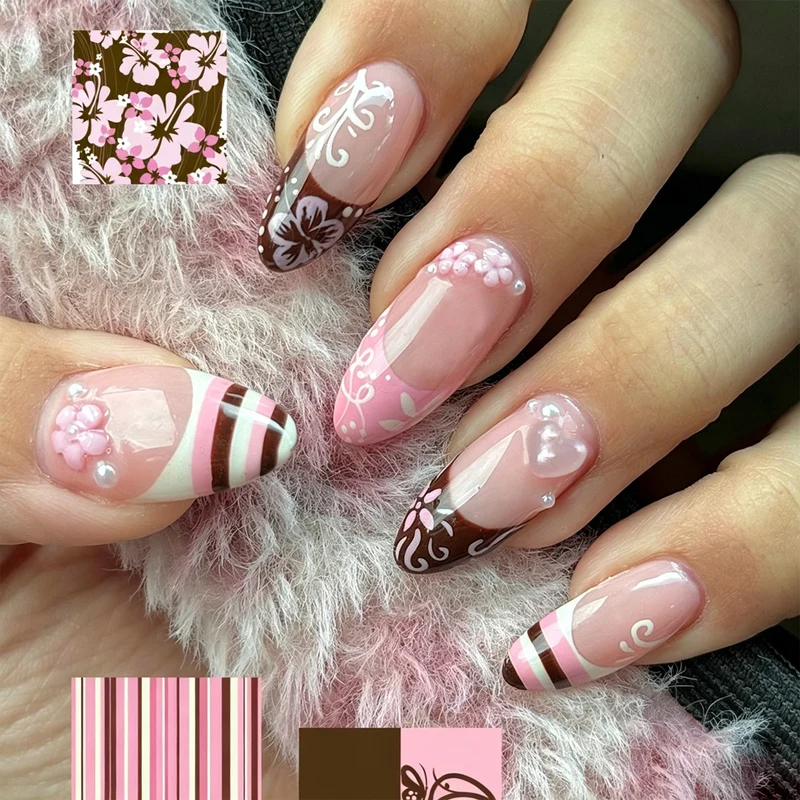 Dekorative 3D Blumen Stiletto Nagelkunst Extensions Karnz