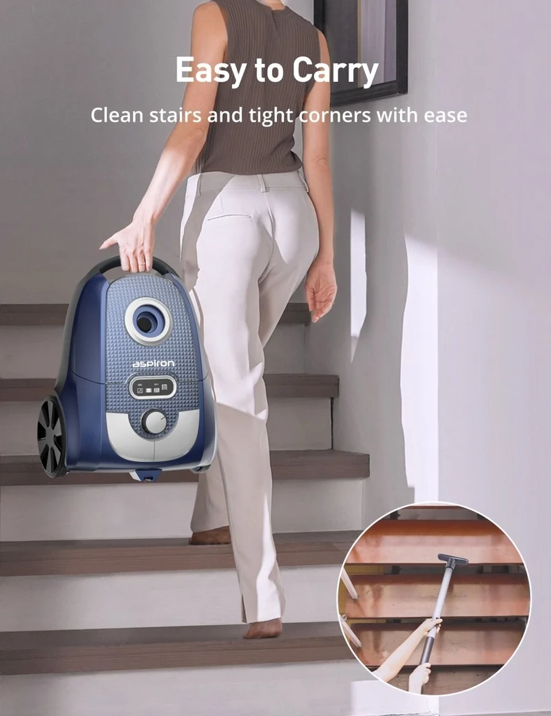 ASPIRON AS-CA029 Canister Vacuum Cleaner CA029, 1600W Bagged Canister Vacuum