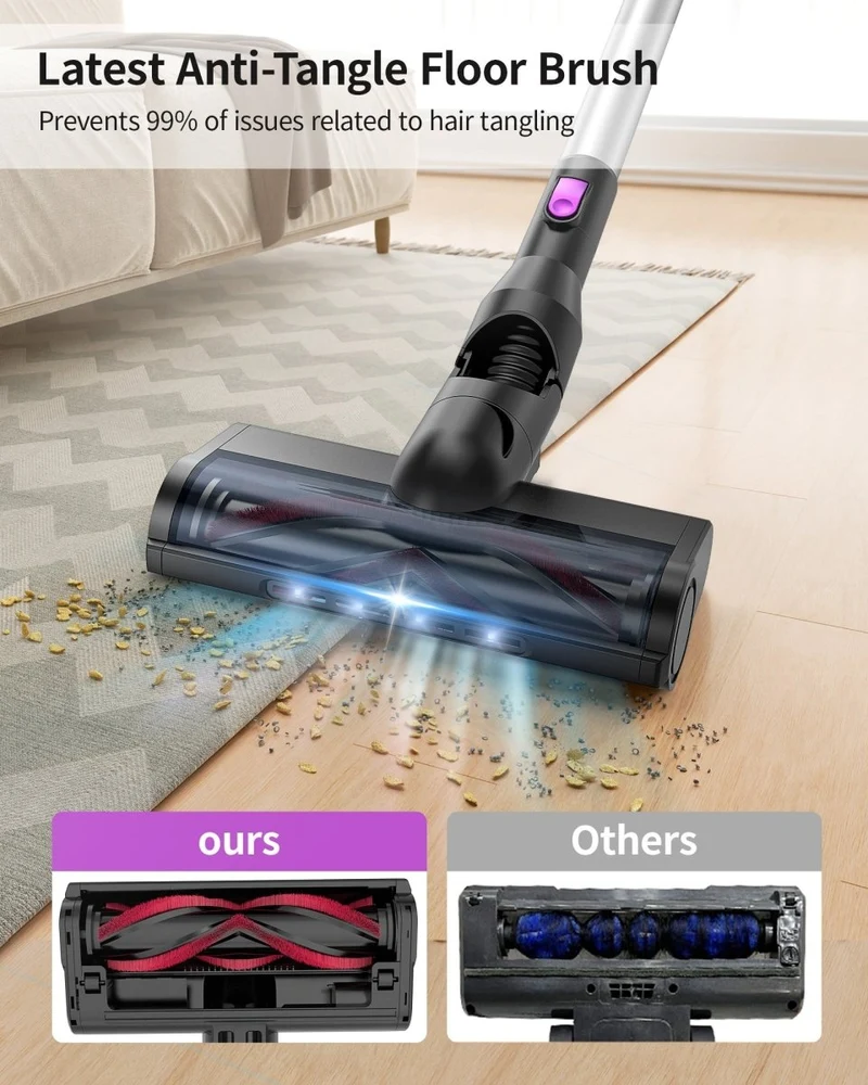 HawKam Cordless Vacuum CA006, 30Kpa Suction, 55Min Runtime, Ultra-Quiet, Lightweight