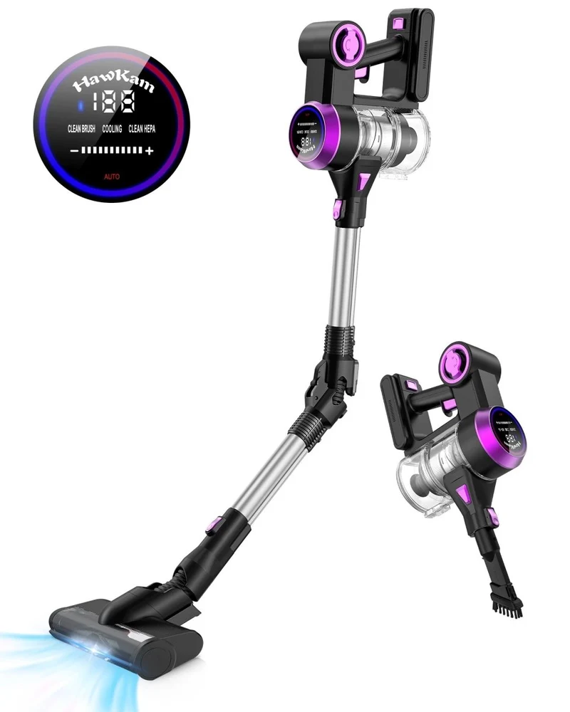 HawKam Cordless Vacuum CA006, 30Kpa Suction, 55Min Runtime, Ultra-Quiet, Lightweight