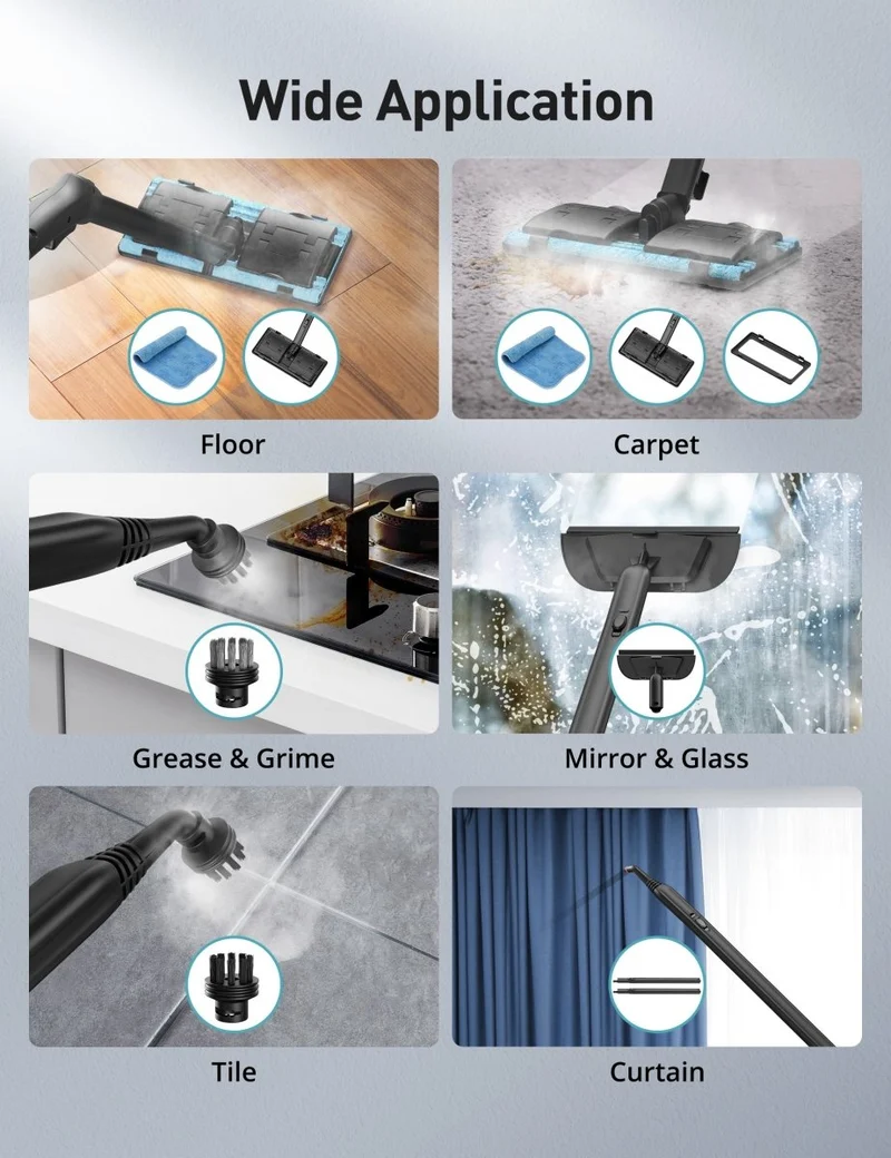 ASPIRON® Portable Multipurpose Steam Cleaner CA019, 5 Mins Heating WM