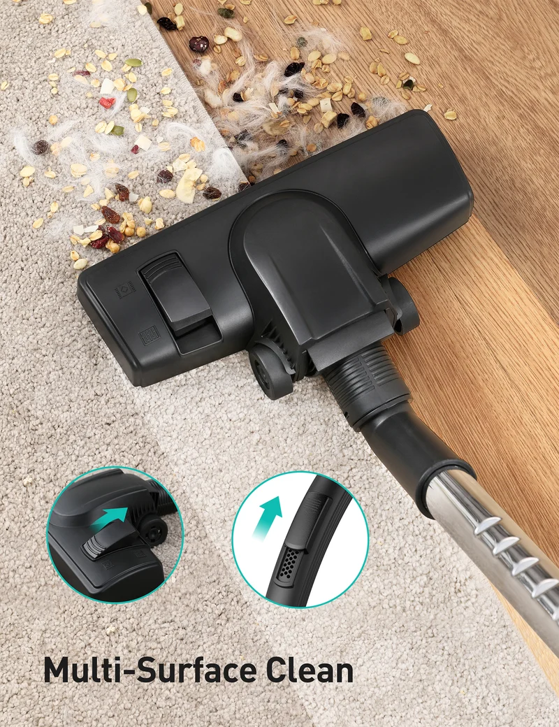 Aspiron AS-CA006 Canister Vacuum, Upgraded 1600W Bagless Canister Vacuum Cleaner