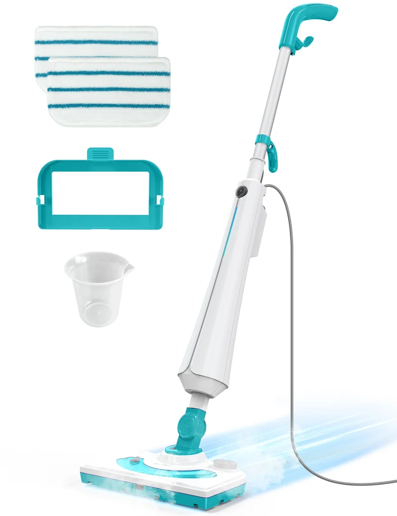 Aspiron AS-CA044 Professional Steam Mop Cleaner, 1300W Floor Steamer with Detergent Chamber