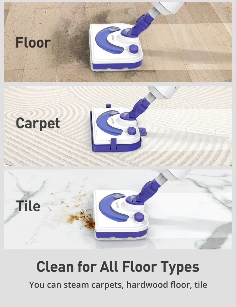 Aspiron AS-CA044 Professional Steam Mop Cleaner, 1300W Floor Steamer with Detergent Chamber