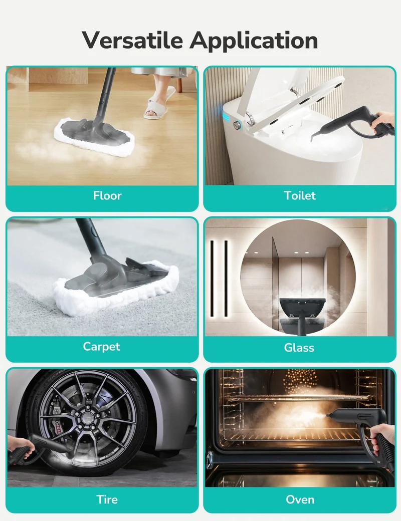 Aspiron AS-CA042 Steam Cleaner, Multipurpose Heavy Duty Canister Steamer, Built-In Storage