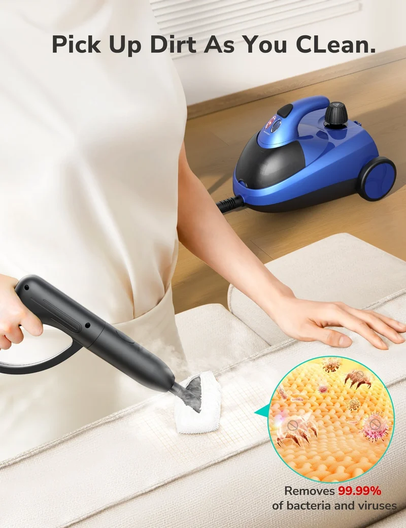 Aspiron AS-CA042 Steam Cleaner, Multipurpose Heavy Duty Canister Steamer, Built-In Storage