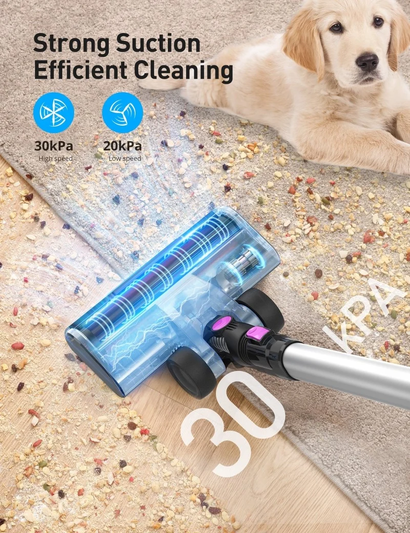 CA007 55Kpa Cordless Vacuum Cleaner,550W,7-in-1 Stick, Rechargeable