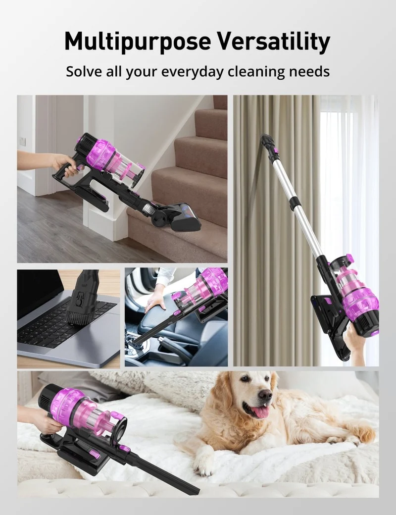 CA007 55Kpa Cordless Vacuum Cleaner,550W,7-in-1 Stick, Rechargeable