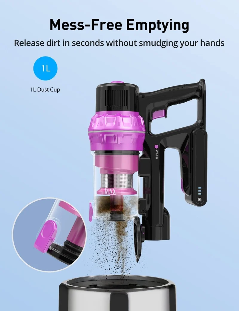 CA007 55Kpa Cordless Vacuum Cleaner,550W,7-in-1 Stick, Rechargeable