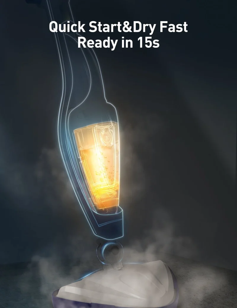 Aspiron AS-CA039 12-in-1 Steam Mop, 1500W Detachable Handheld Steam Cleaner