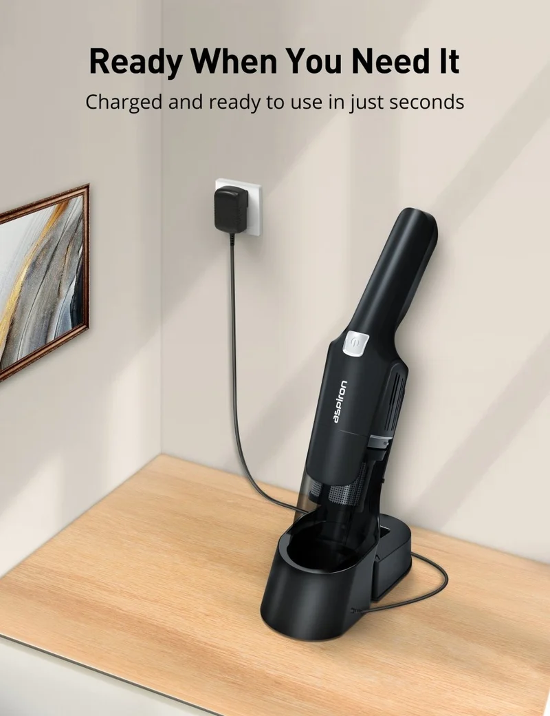 Aspiron AS-CA038 24000pa Cordless Vacuum, 99.9% Dust Removal, 2-in-1 Brush, Charging Dock