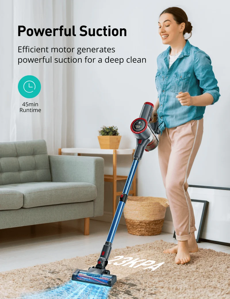 ASPIRON® Cordless Vacuum Cleaner CA028, 45 min Runtime with large LED Touch Display 2024