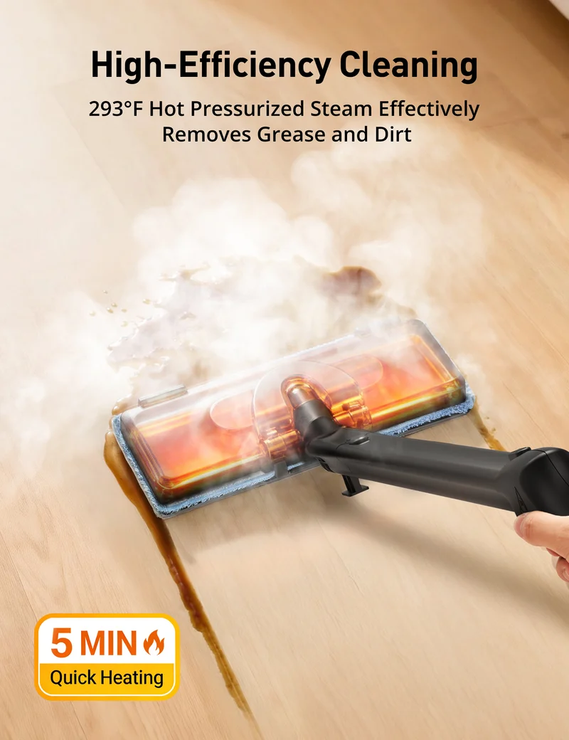 Aspiron AS-CA019 Steam Cleaner, 293°F 58 PSI Powerful Multipurpose Handheld Steam Mop for Home Use
