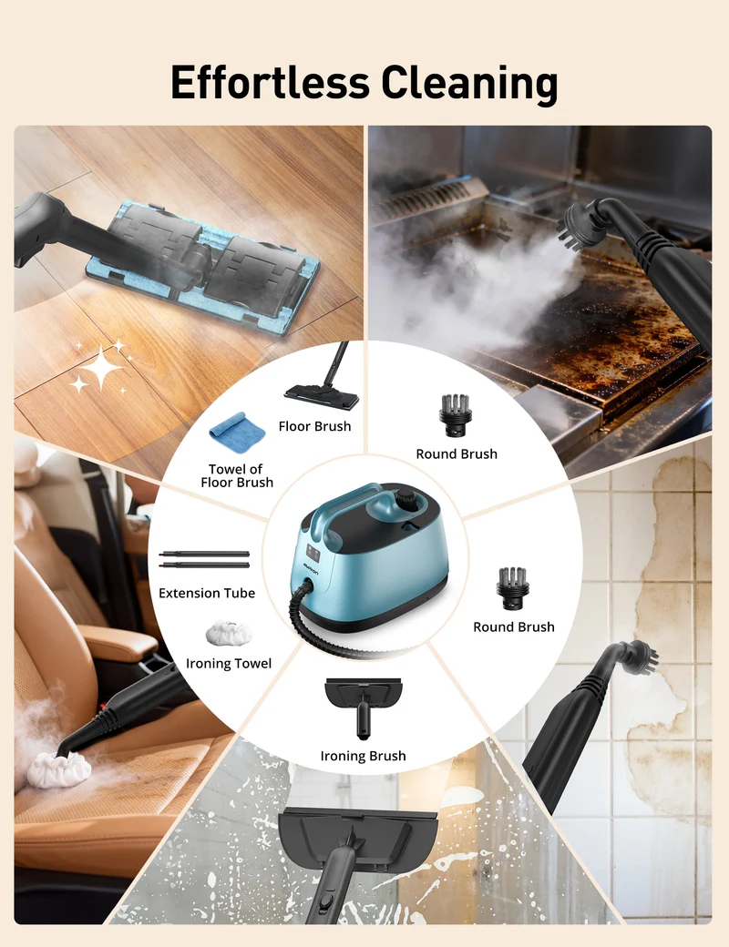 Aspiron AS-CA019 Steam Cleaner, 293°F 58 PSI Powerful Multipurpose Handheld Steam Mop for Home Use