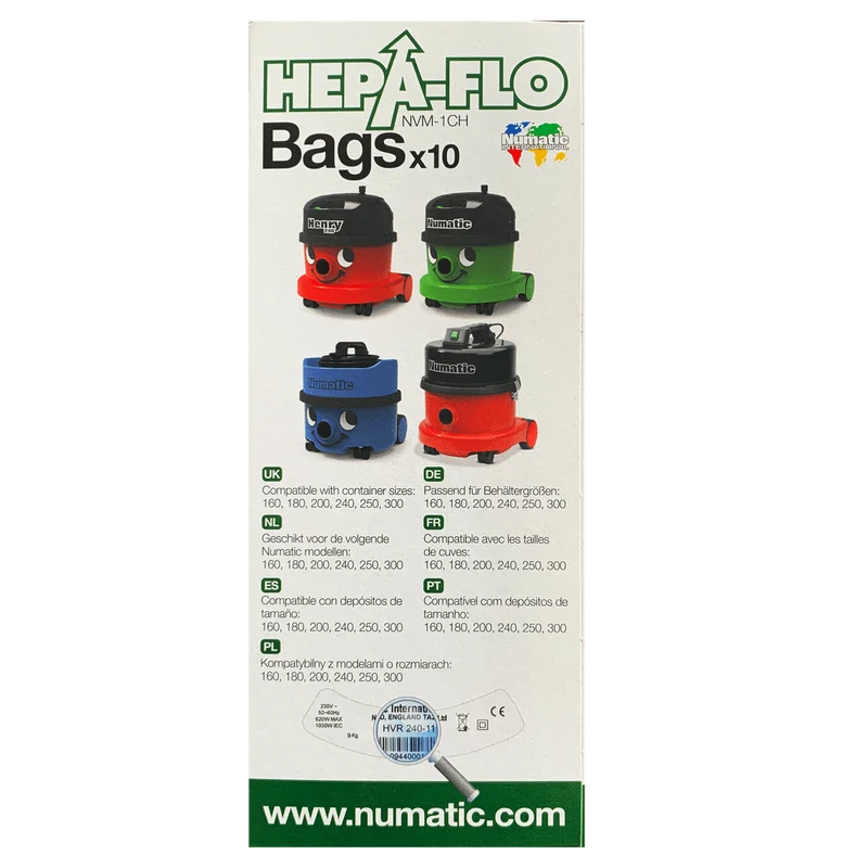 Numatic Hepa-Flo NVM-1CH Bags
