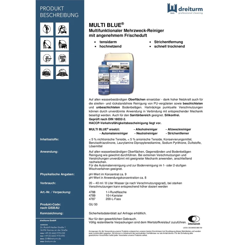 Dreiturm Multi Blue Allzweckreiniger