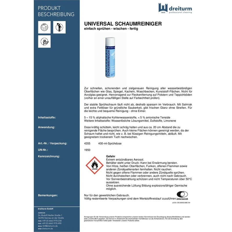 Dreiturm Universalschaum Reiniger