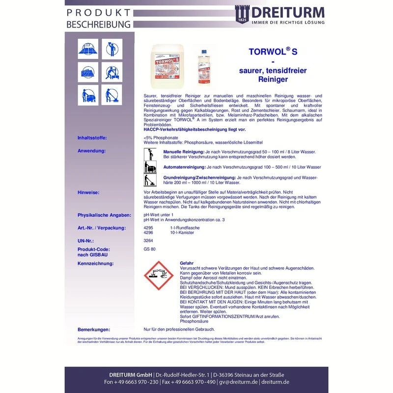 Dreiturm Torwol® S Reiniger