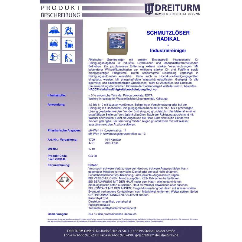 Schmutzlöser Radikal 10L Dreiturm